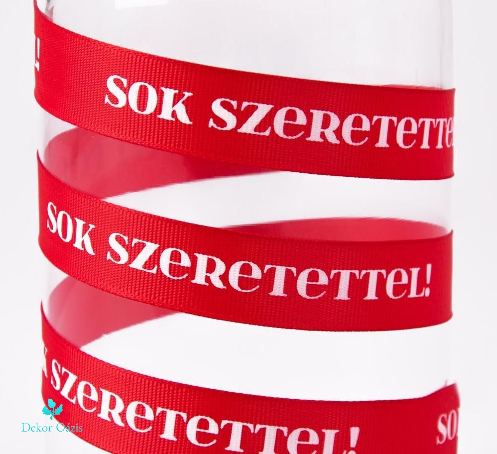 Ripsz szalag - Sok Szeretettel! feliratos - 10 színben