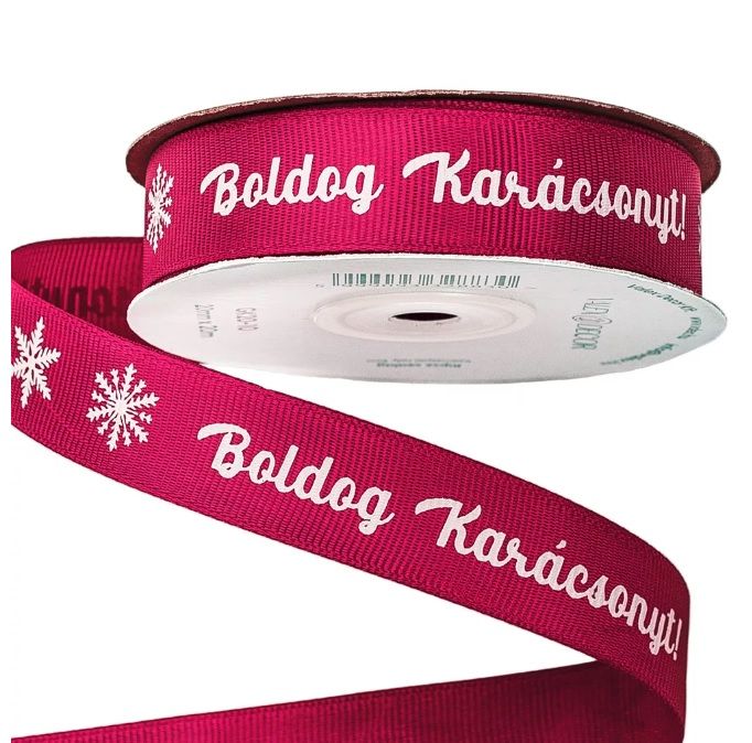 Boldog Karácsonyt ripsz szalag 20mm*20m - Több színben 