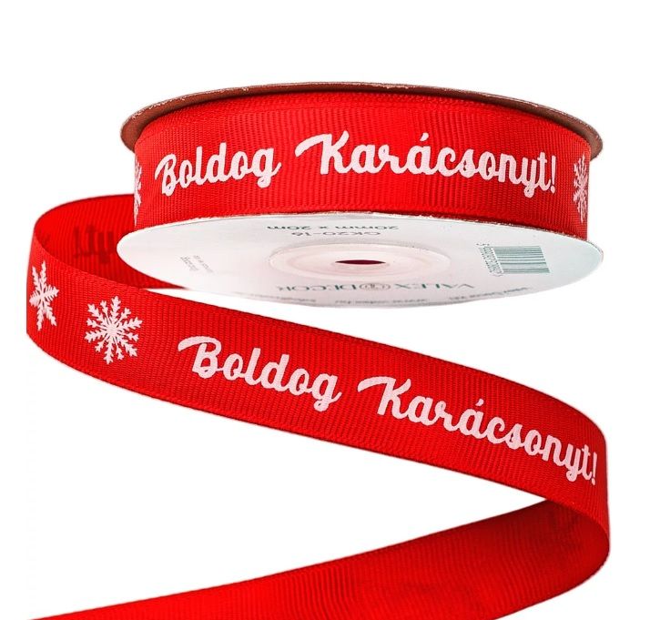 Boldog Karácsonyt ripsz szalag 20mm*20m - Több színben 