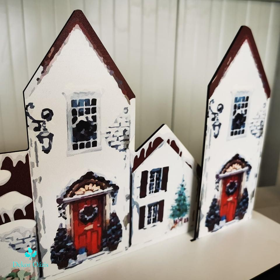 Karácsonyi sorház 3D két házikó egymás előtt
