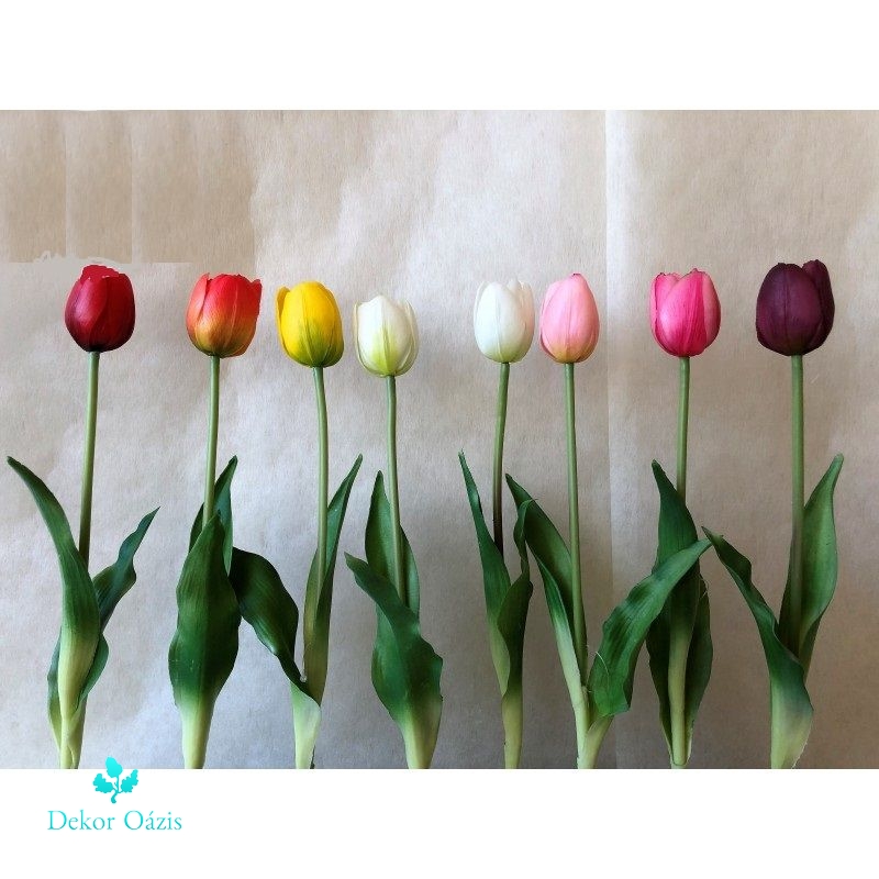 Szálas tulipán 40cm gumiből -Élethű Real Touch - Több színben