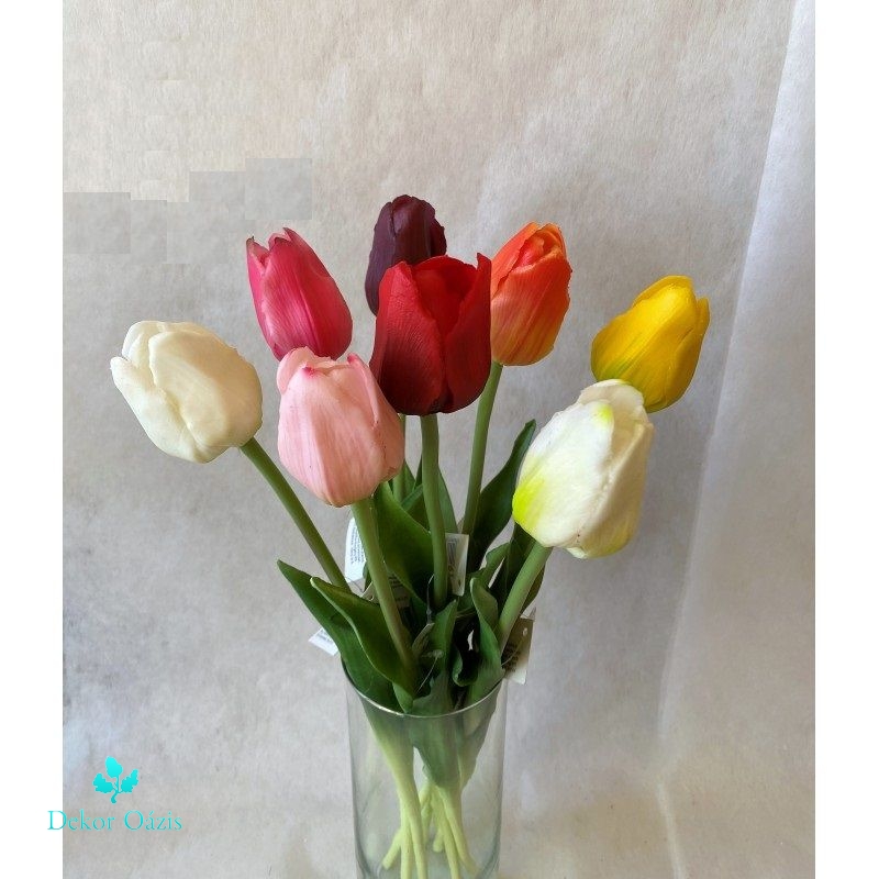 Szálas tulipán 48cm -Élethű Real Touch - Több színben
