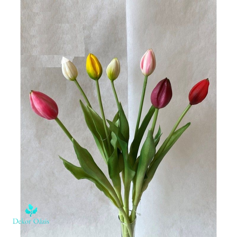 Szálas tulipán bimbós gumiból -Élethű Real Touch - Több színben