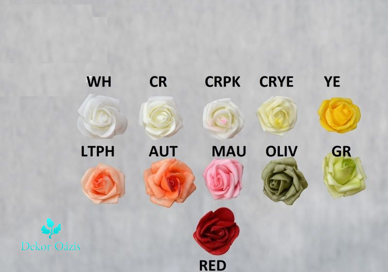 Polifoam rózsa fej 3cm - 200 db/ csomag - Több színben