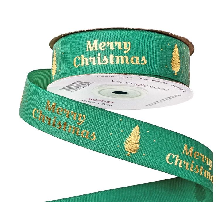 "Merry Christmas" feliratos ripsz szalag 25mm x 20m - Több színben
