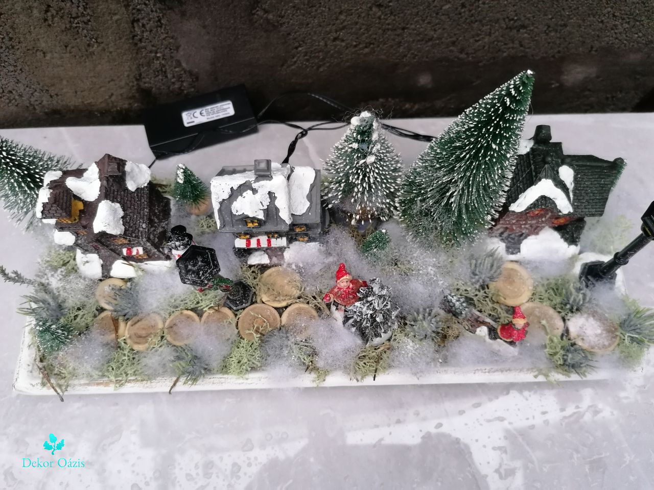 Karácsonyi falu led díszítéssel