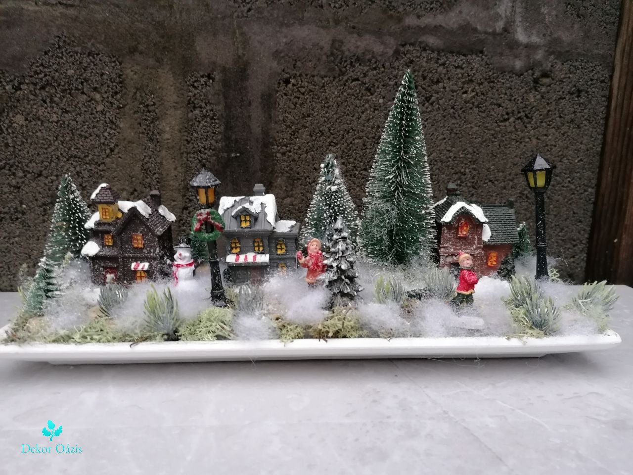 Karácsonyi falu led díszítéssel