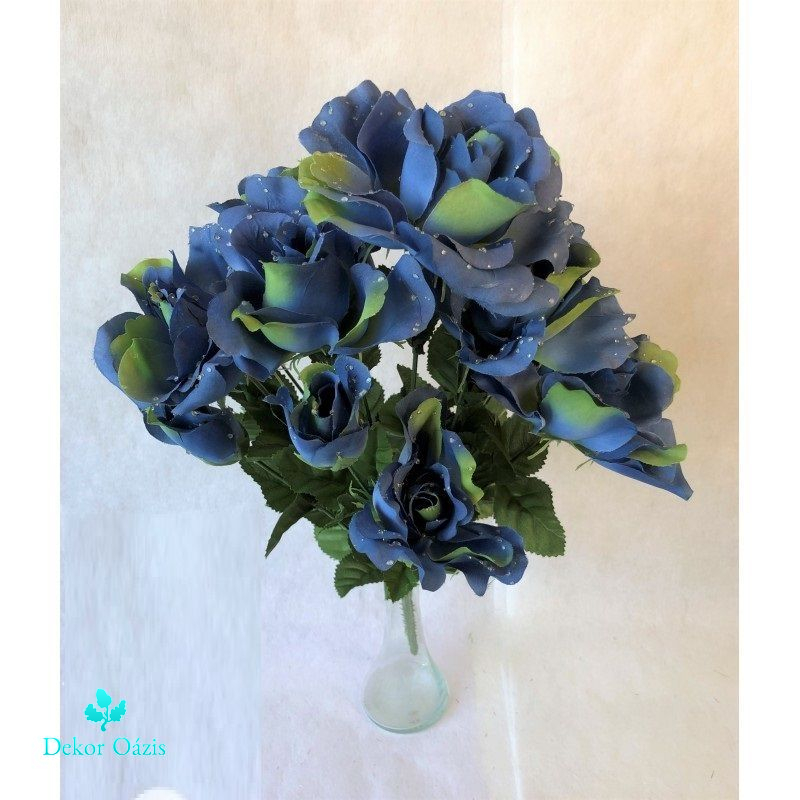 Rózsa csokor x14 48cm - Kék