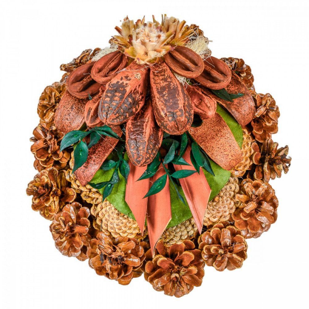 Rózsatoboz koszorú trópusi szárazvirág díszítéssel 25cm- Több színben