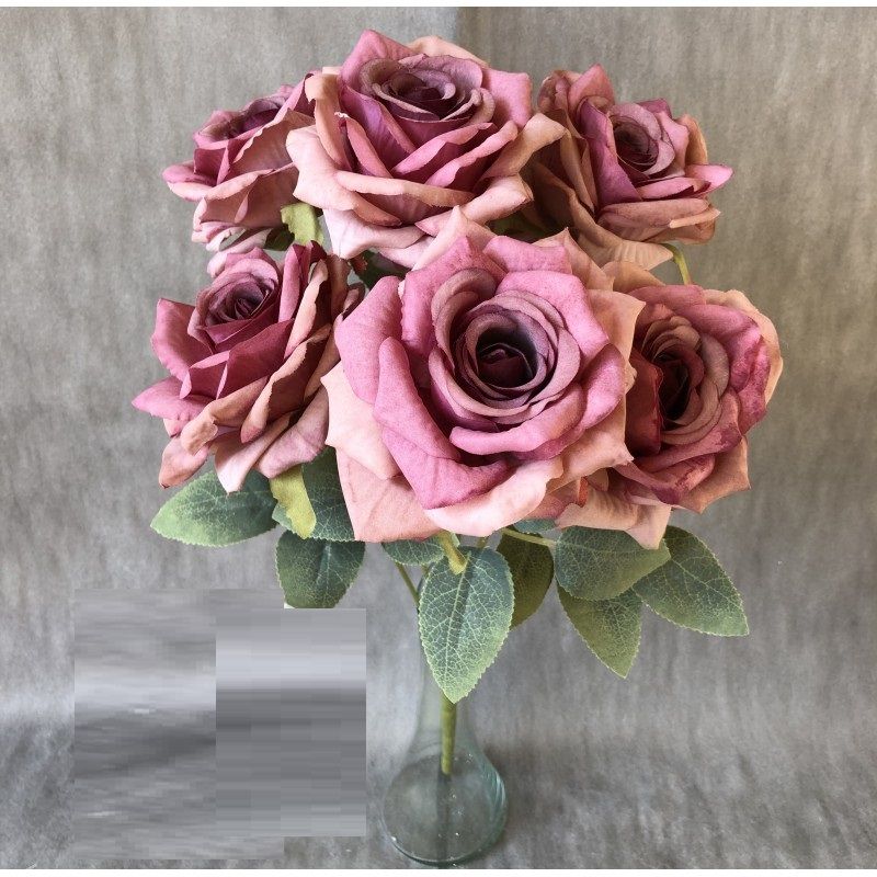 Nyílt rózsa csokor x7 42cm - 7 színben