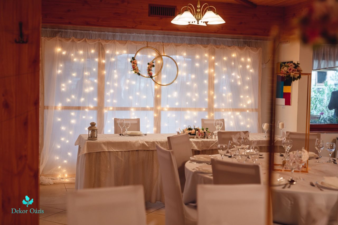 Esküvői háttér fényfüggöny - 2 színben