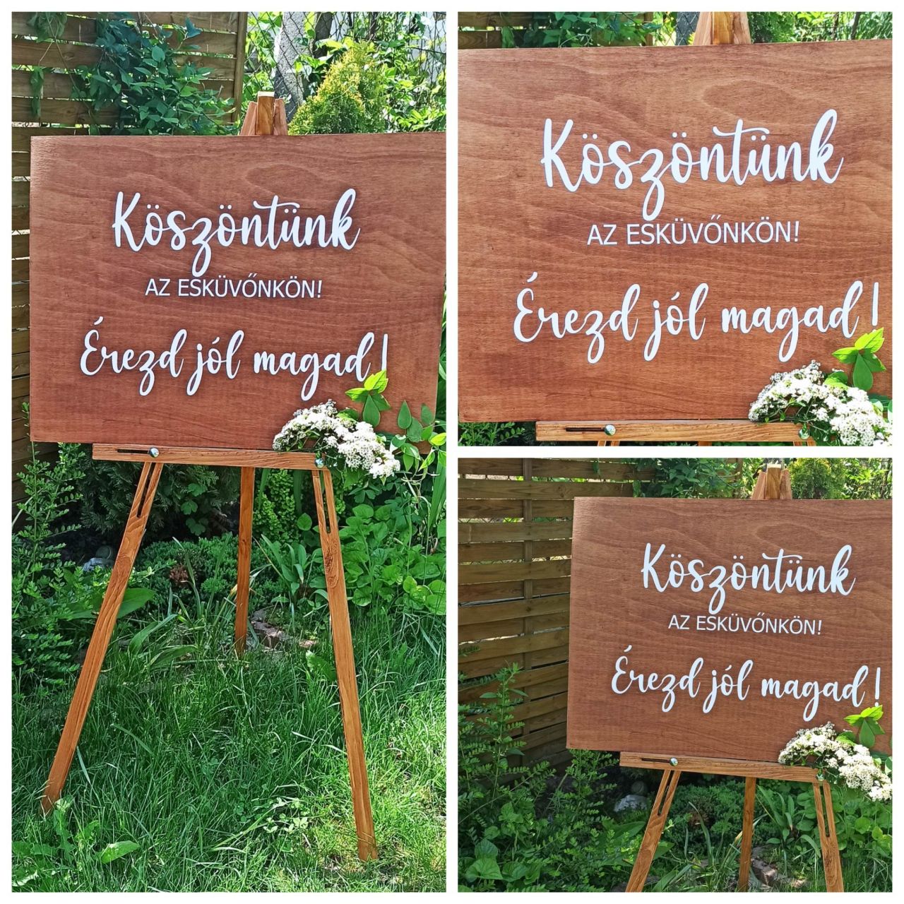 Esküvői üdvözló tábla - Bármilyen szöveggel kérhető 70 cm x 50 cm