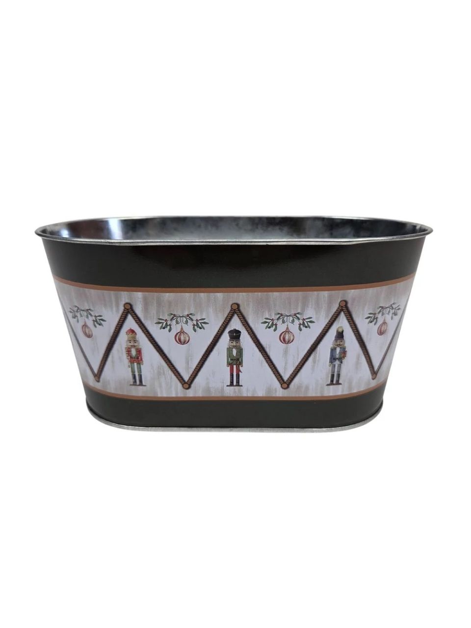 Karácsonyi mintás bádog kaspó ovál - Több féle Karácsonyi mintás bádog kaspó ovál - Több féle