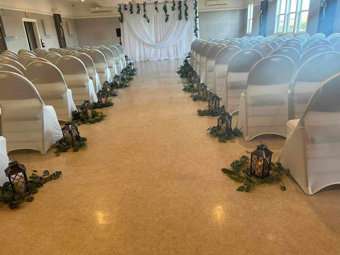 Már elkészült komplett esküvői dekor - Ezüst-Zöld-Lazac