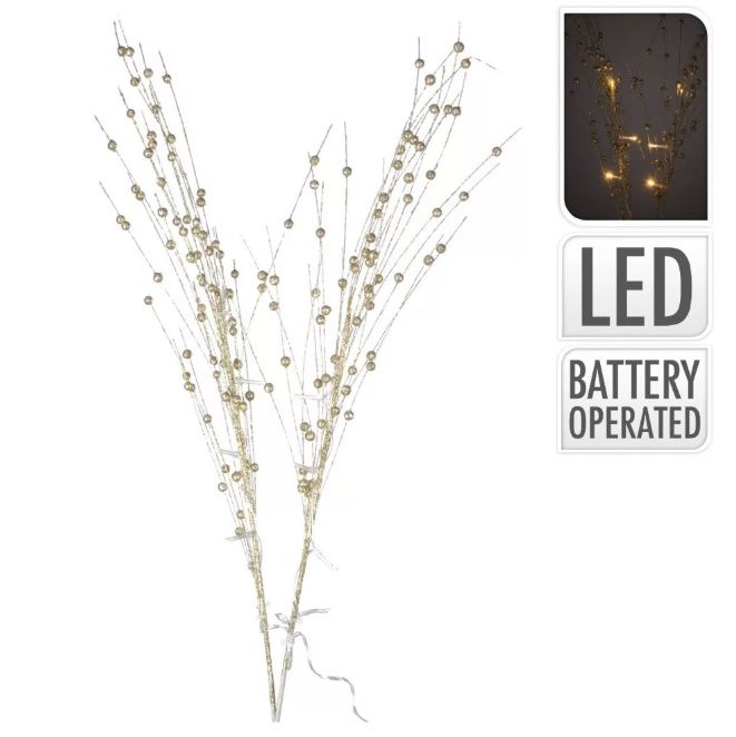 10 LED-es glitteres vessző ág elemes - 2 színben 