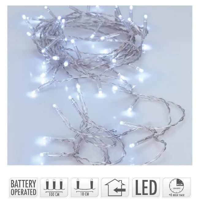 10 LED-es fényfüzér elemes időzítős- 2 színben