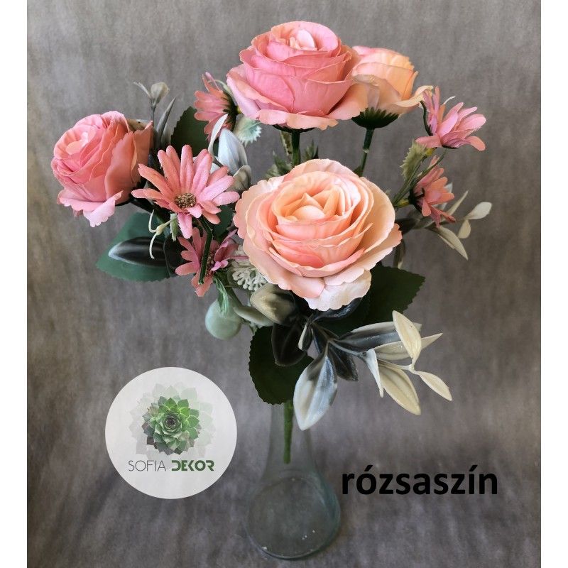 Rózsabimbó csokor x7 - 32 cm - Több színben