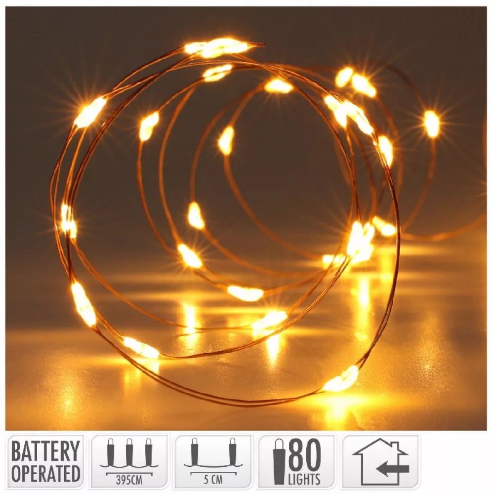 Drótkábeles fényfüzér 80 LED-es - Több féle 