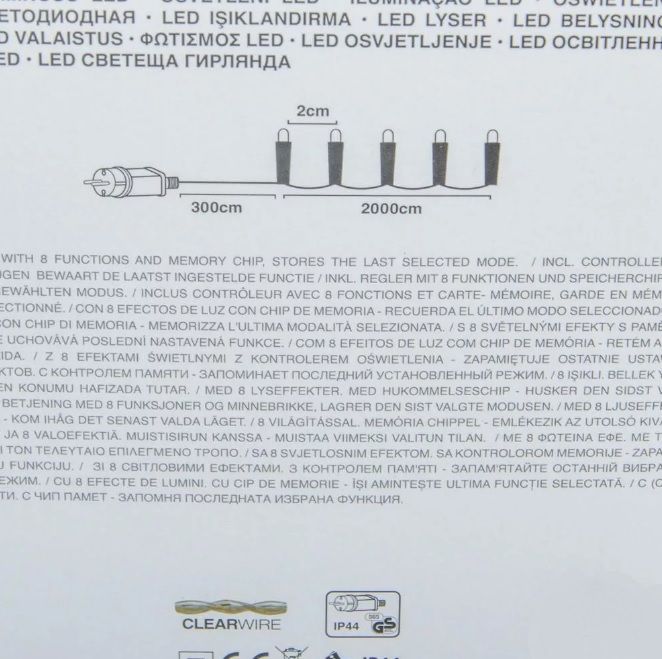 Sűrű kültéri fényfüzér 1000 LED-es 20 m - 3 féle 