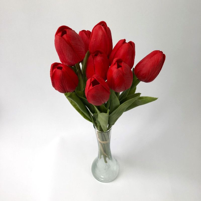 Tulipán kötegelt csokor x10 32cm - 8 színben