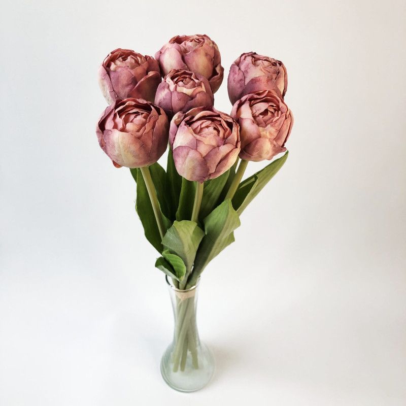 Tulipán kötegelt csokor x7 42cm - 4 színben