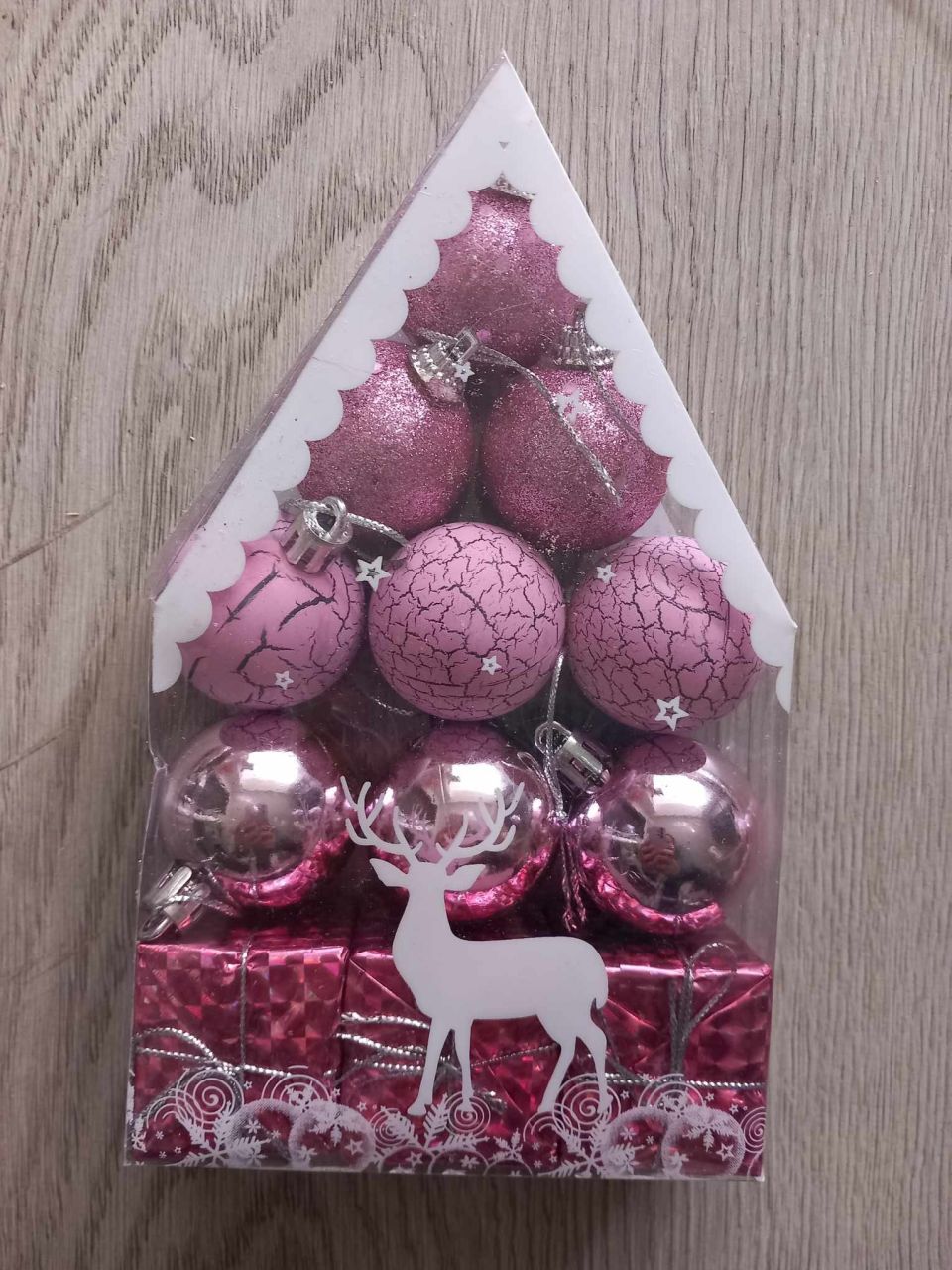 Dobozos karácsonyfa dísz - Rózsaszín