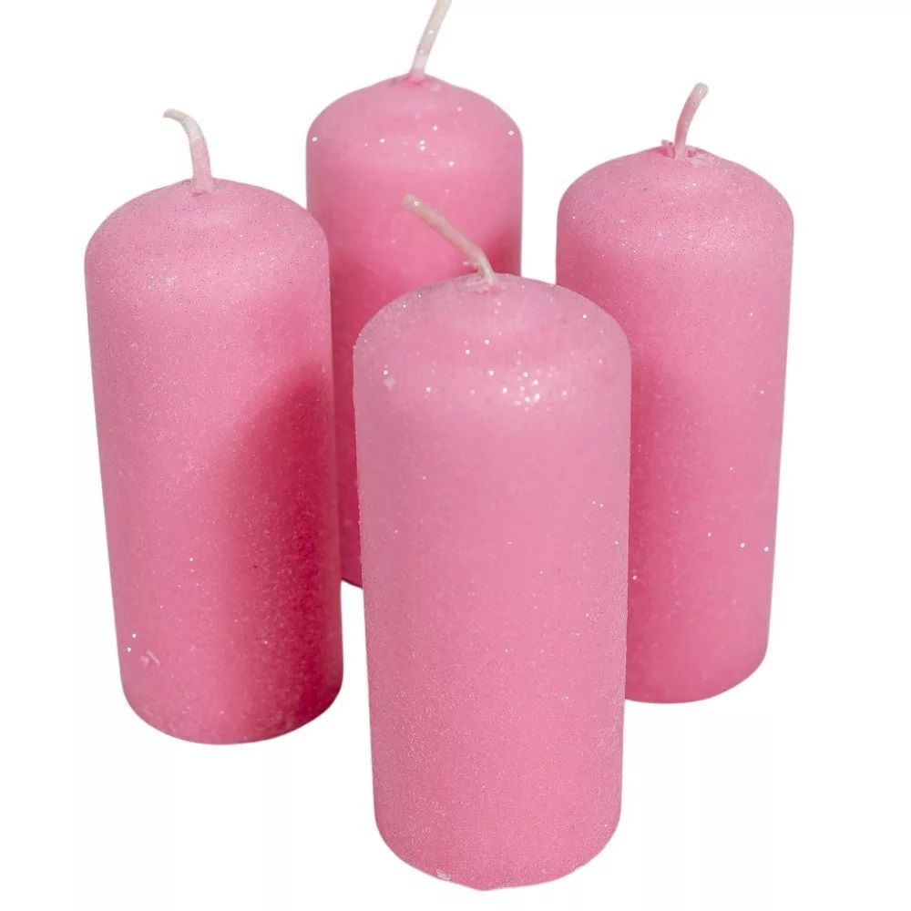 Bársonyhatású glitteres henger gyertya 4 × 10 cm – több színben Bársonyhatású glitteres henger gyertya 4 × 10 cm – több színben