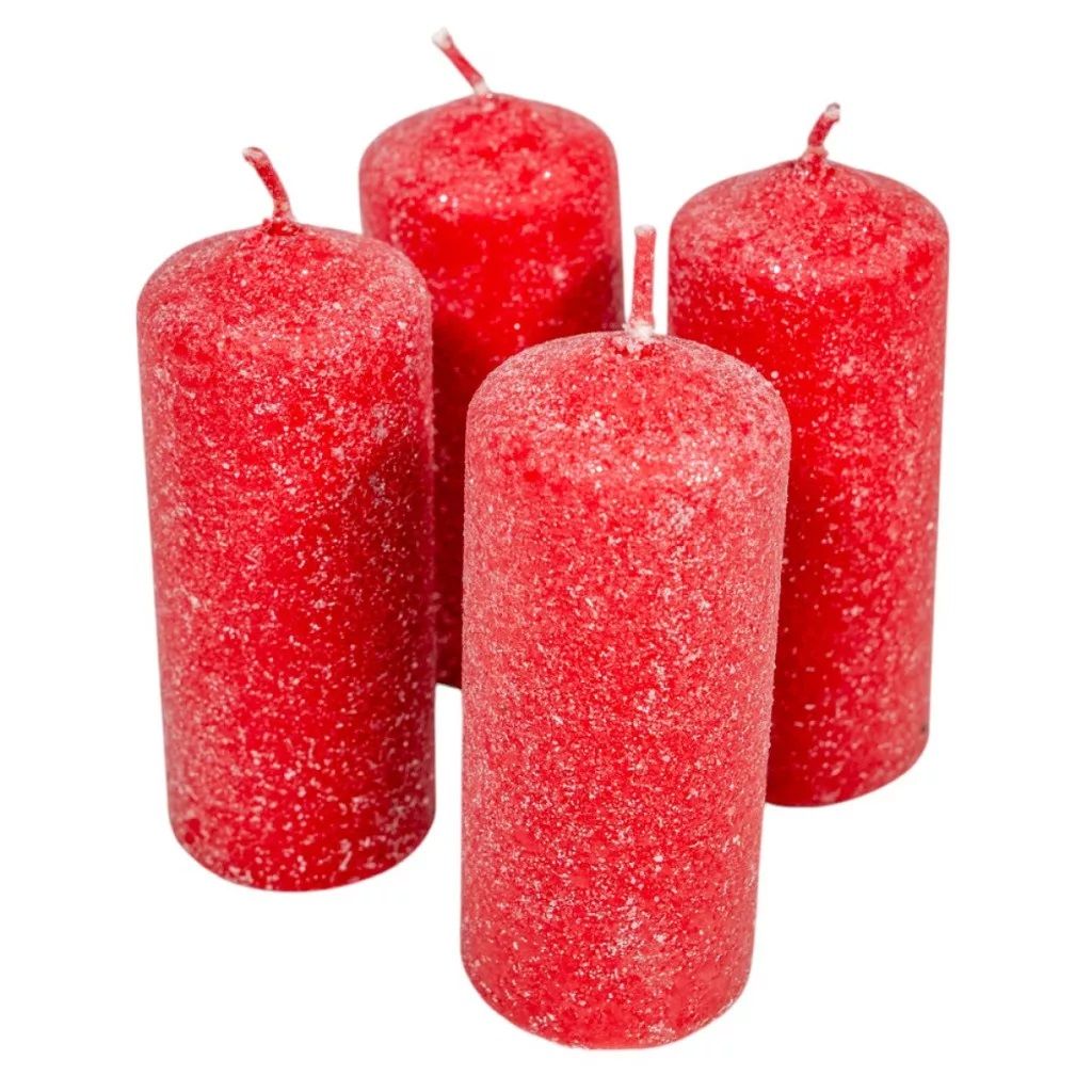 Bársonyhatású glitteres henger gyertya 4 × 10 cm – több színben
