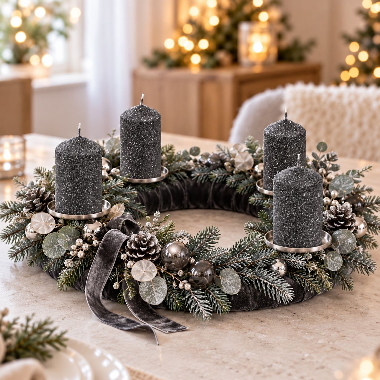 Bársonyhatású glitteres henger gyertya 4 × 10 cm – több színben