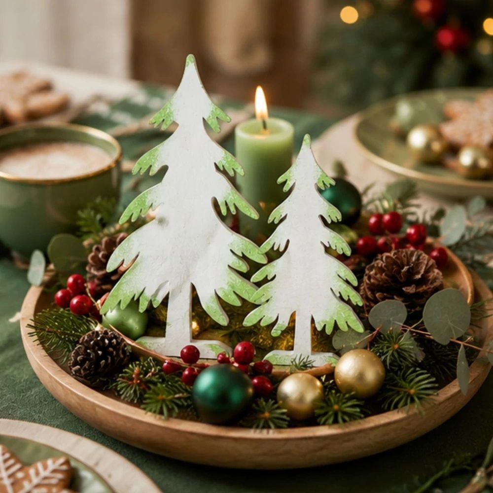 Natúr fa cédrus fenyő dísz 2 db/csomag – karácsonyi dekorációs alapanyag - Több színben 