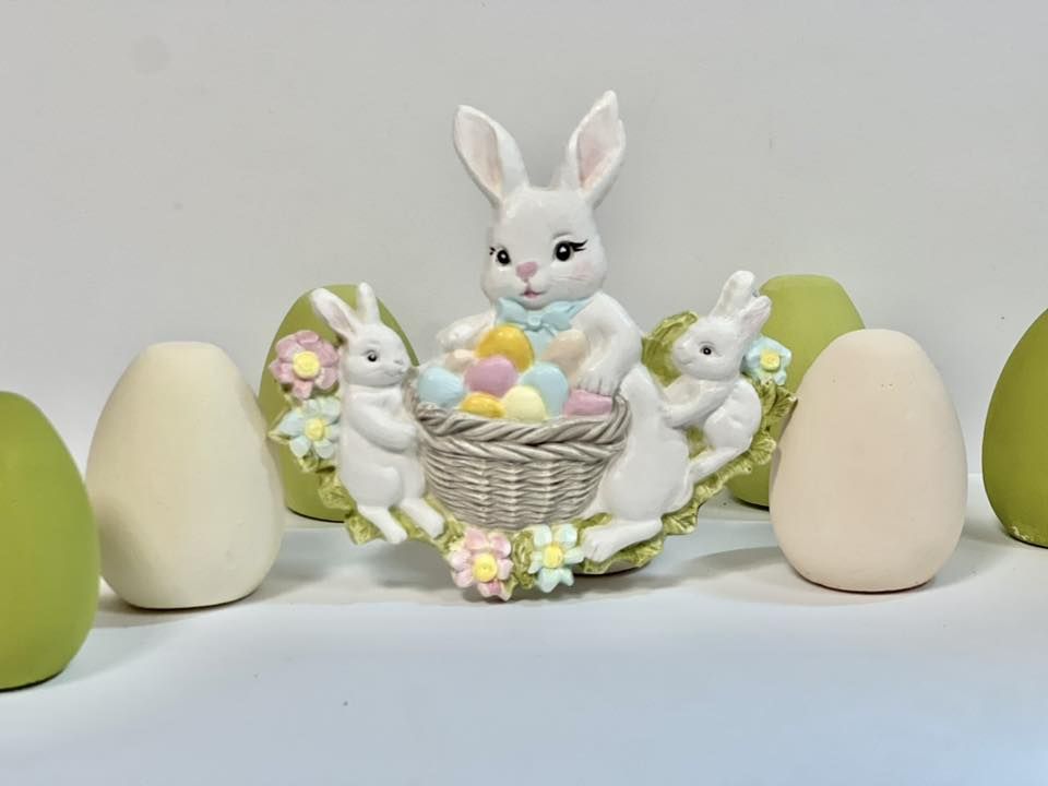 Gipsz nyuszi család kosárral