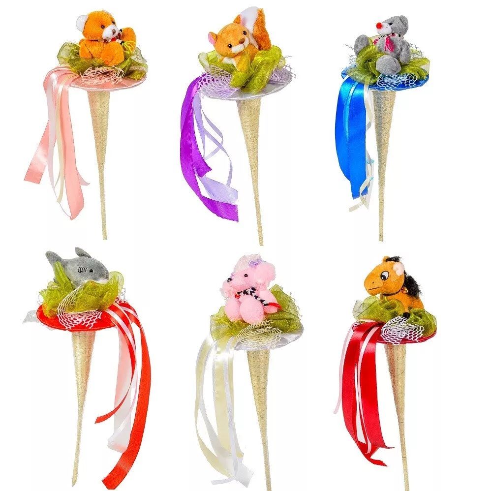 Ballagási csokor szizál tölcséres plüss figurával 40cm - Több féle Ballagási csokor szizál tölcséres plüss figurával 40cm - Több féle