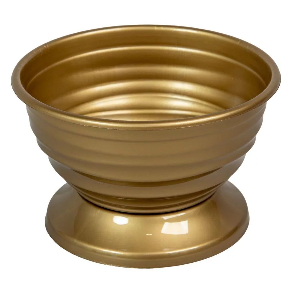 Műanyag mintás kerek talpas tál arany D16cm M10cm Műanyag mintás kerek talpas tál arany D16cm M10cm