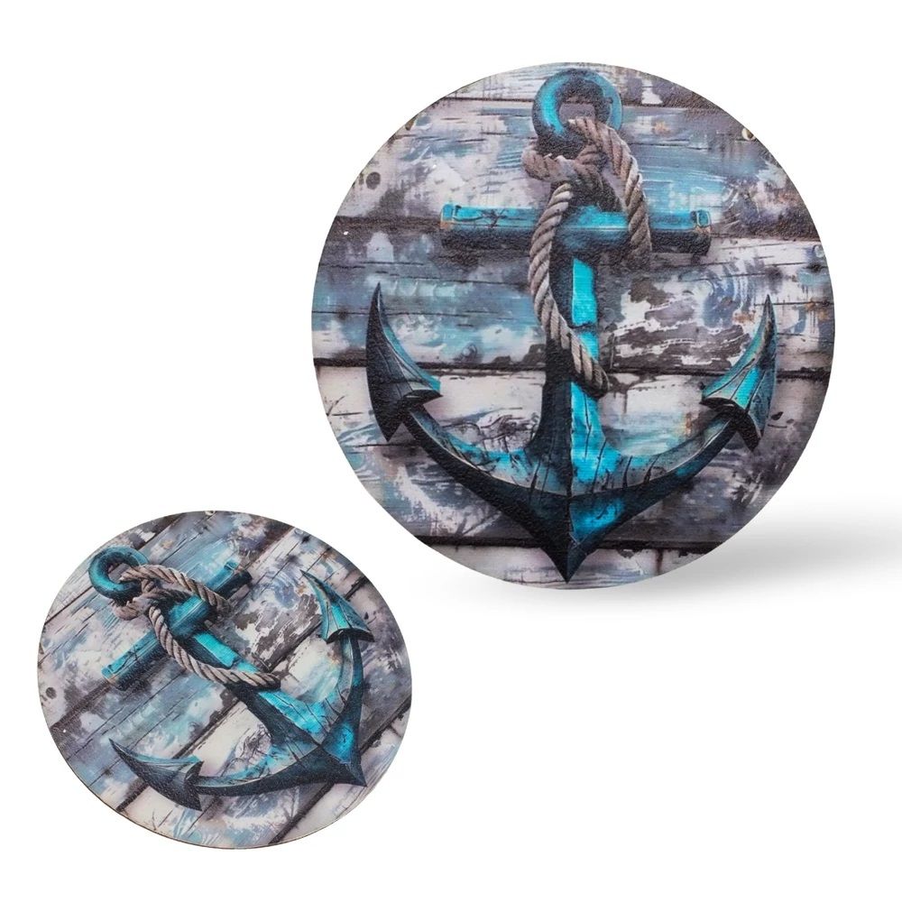 Nyomtatott fa tábla koszorú közép - Nyári design - 14,8 cm