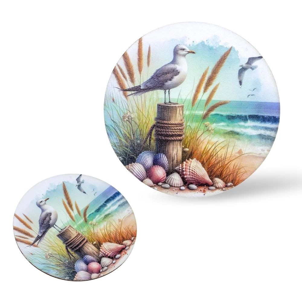 Nyomtatott fa tábla koszorú közép - Nyári design - 14,8 cm