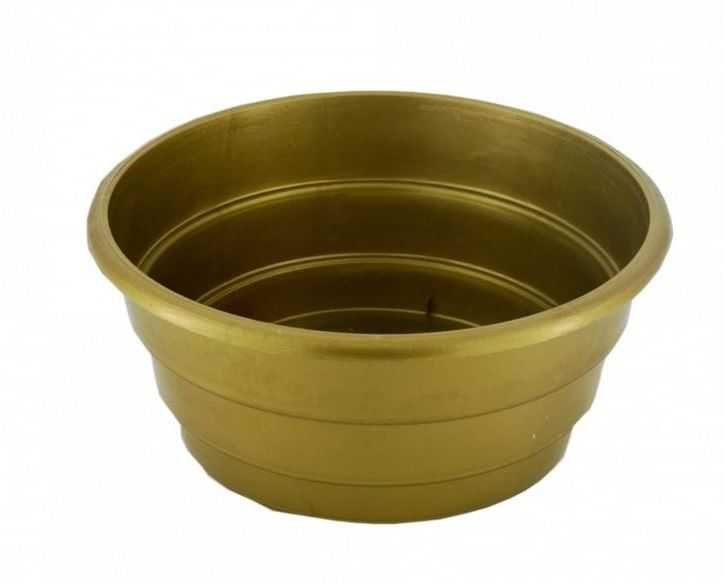 Virágtartó műanyag tál arany 18*8cm csikos Virágtartó műanyag tál arany 18*8cm csikos