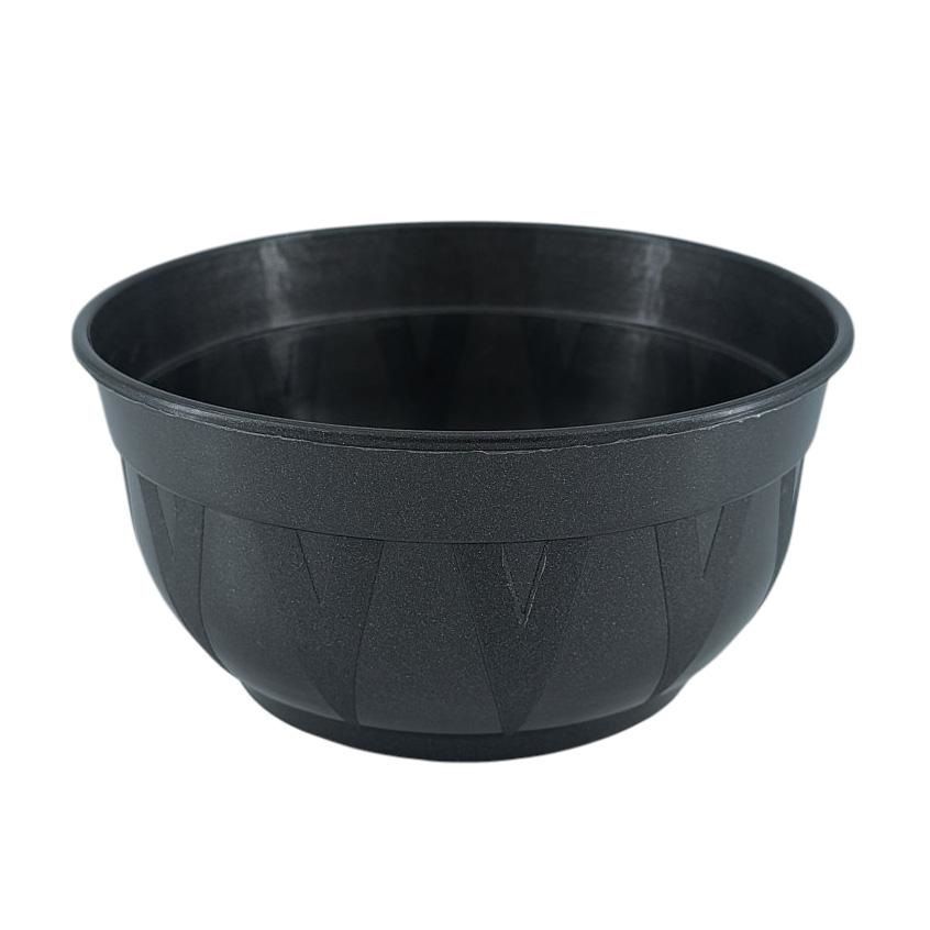 Fekete gravírozott műanyag virágtartó tál 15,5 × 8 cm – elegáns kegyeleti és virágkötészeti alap