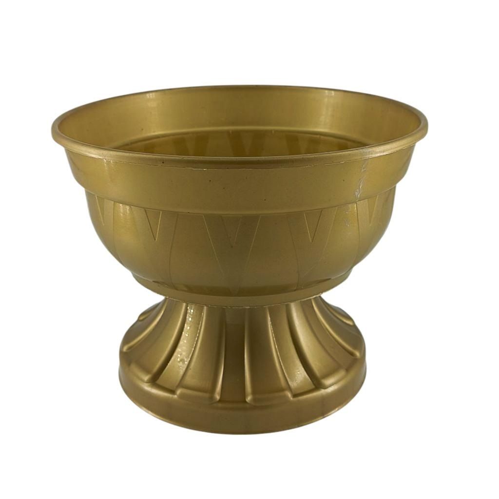 Virágtartó műanyag talpas arany 19cm Virágtartó műanyag talpas arany 19cm