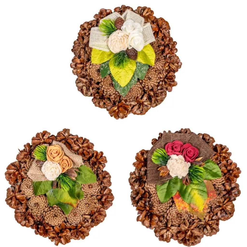 Rózsatoboz kegyeleti koszorú hazai szárazvirág díszítéssel – 15–25 cm Rózsatoboz kegyeleti koszorú hazai szárazvirág díszítéssel – 15–25 cm