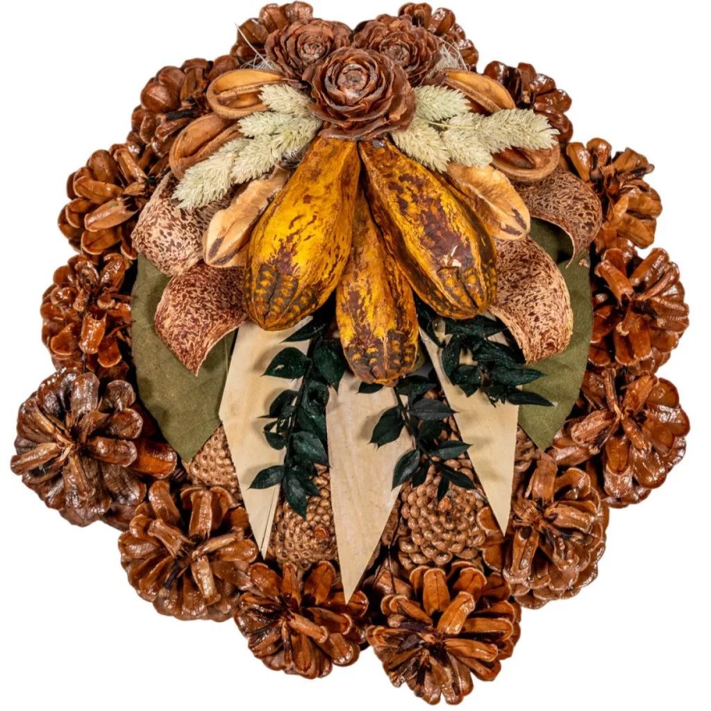 Rózsatoboz kegyeleti koszorú trópusi szárazvirággal – 15–30 cm Rózsatoboz kegyeleti koszorú trópusi szárazvirággal – 15–30 cm