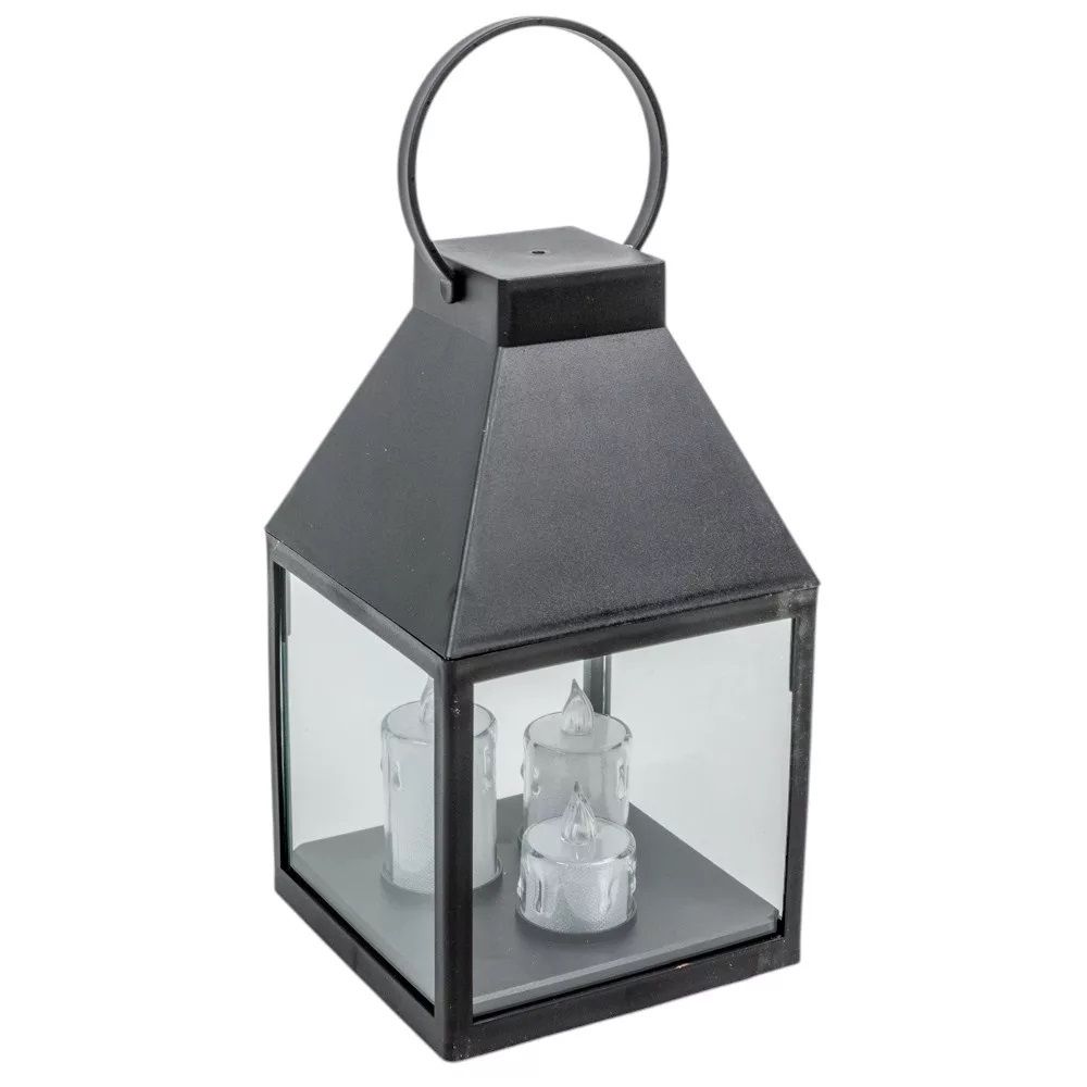 Lámpás LED-es gyertyákkal fekete M25cm Lámpás LED-es gyertyákkal fekete M25cm