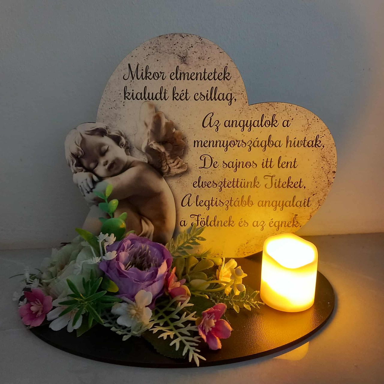 Fa kegyeleti talpas dísz mécsessel - Mikor elmentetek....