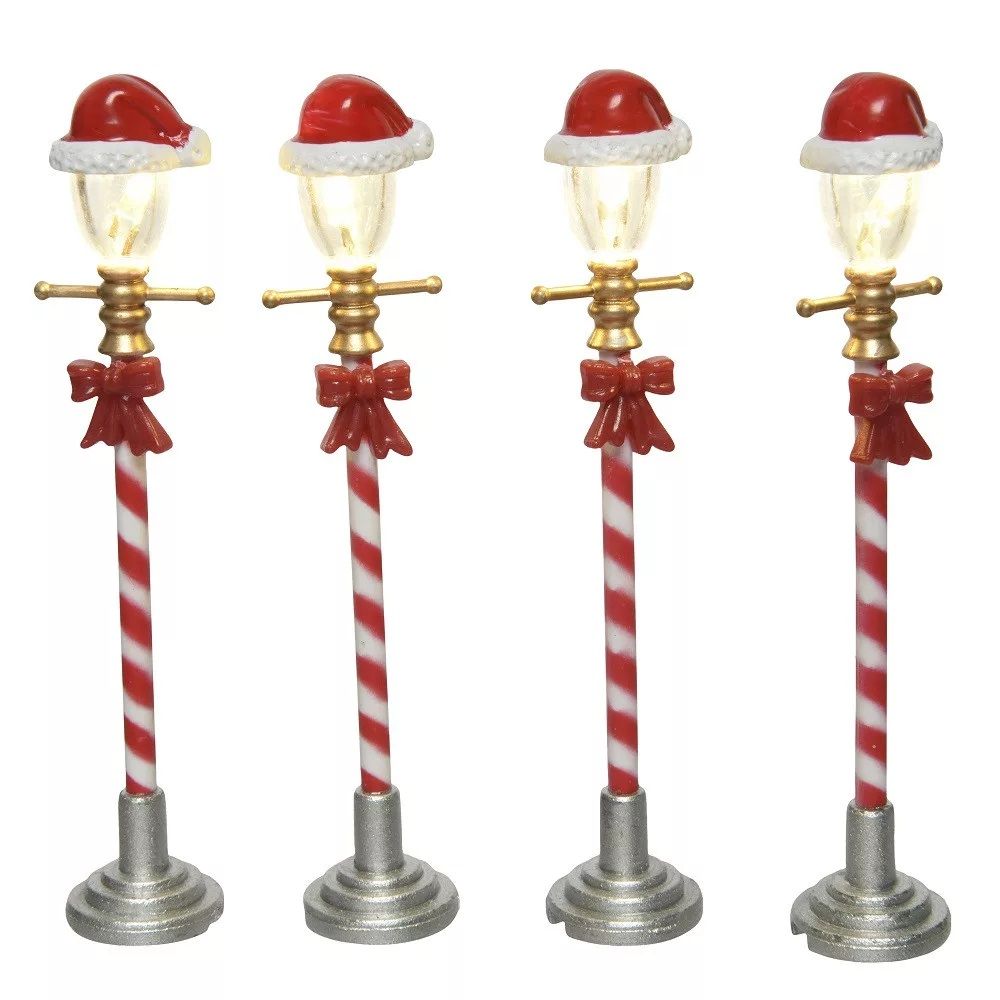 Kandelláber LED-es elemes piros-fehér M10cm 4db-os Kandelláber LED-es elemes piros-fehér M10cm 4db-os
