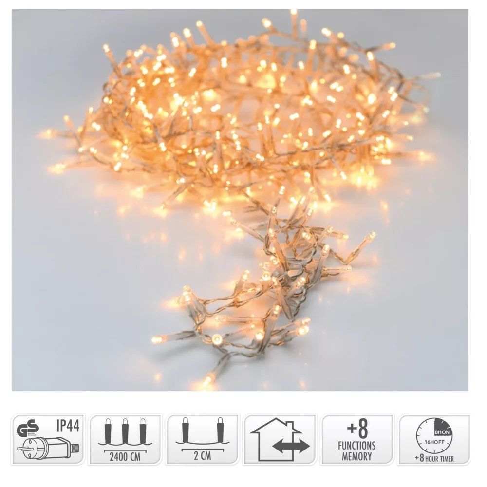 Sűrű fényfüzér 1200 LED-es időzítős programos adapterrel - 3 színben