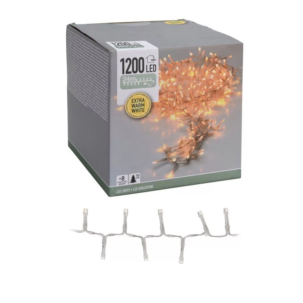 Sűrű fényfüzér 1200 LED-es időzítős programos adapterrel - 3 színben