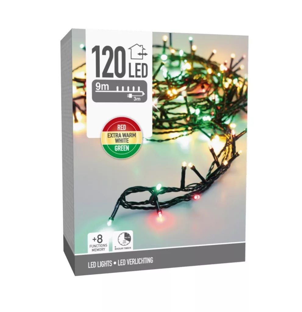 Fényfüzér 120 LED-es adapteres - Több színben