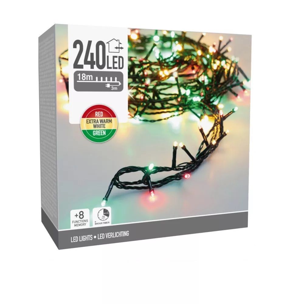 Fényfüzér 240 LED-es adapteres - Több színben
