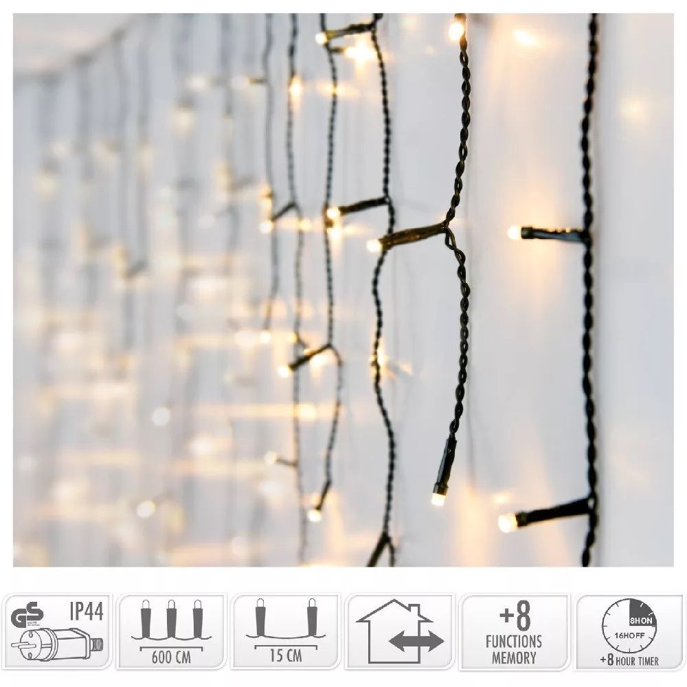 Jégcsap 180 LED-es időzítős programos adapterrel - 2 színben Jégcsap 180 LED-es időzítős programos adapterrel - 2 színben
