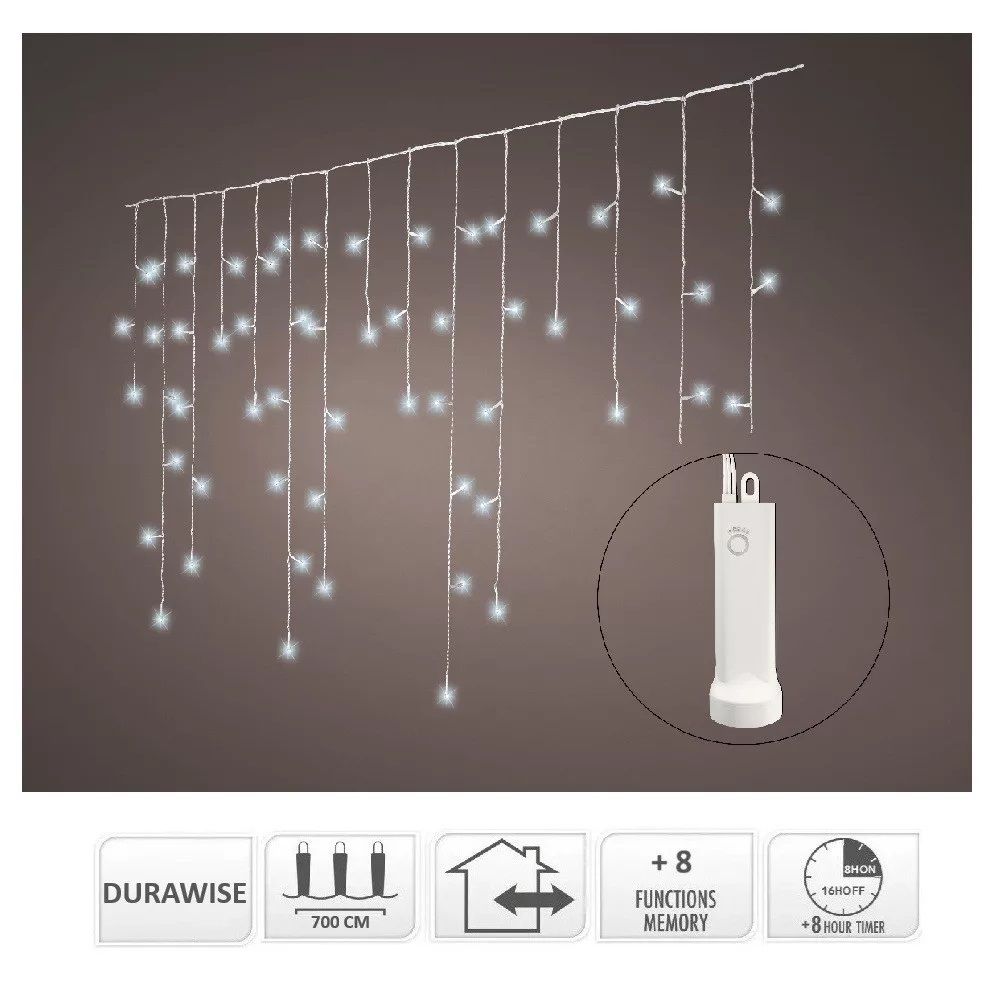 Jégcsap 192 LED-es elemes időzítős programos - 2 színben