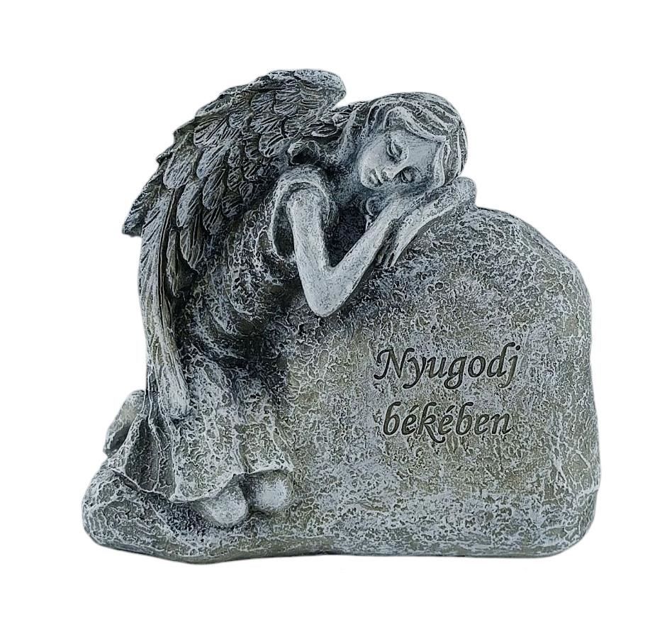 Sírdísz angyal+kő "Nyugodj békében" 15x15,5cm Sírdísz angyal+kő "Nyugodj békében" 15x15,5cm